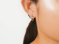 Diamond Cut Hoop Earrings 10K Yellow and White Gold