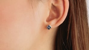 Sapphire Flower Earring in 10K Yellow Gold