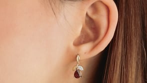 Pear Shape Garnet Earrings in 10K Yellow Gold