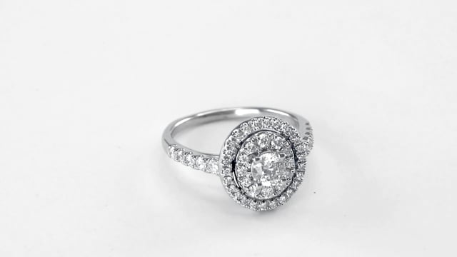 14K White Gold Double Halo Diamond Engagement Ring (1.00 ct tw)