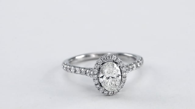 Oval Cut Diamond Halo Engagement Ring 14K White Gold (1.38 ct tw)