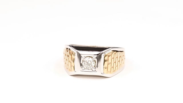 Two-Tone Men’s Diamond Ring 10K White and Yellow Gold (0.40 ct tw)