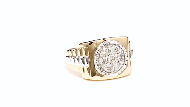 Men’s Diamond Cluster Ring 10K Yellow and White Gold (1.00ct tw)