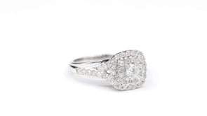 Double Halo Engagement Ring 14K White Gold (0.82ct tw)