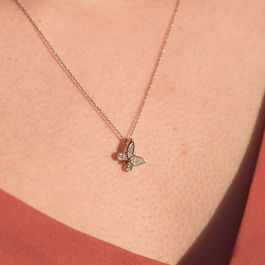 Butterfly Diamond Pendant in 10K Rose Gold (0.04 ct tw)