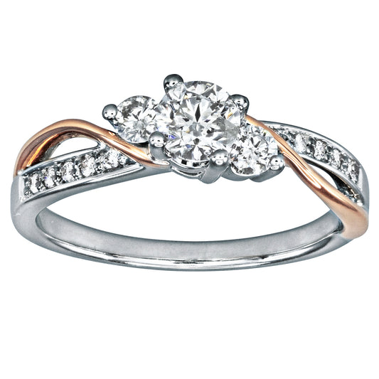 Diamond Engagement Ring in 14K White and Rose Gold (0.62ct tw)