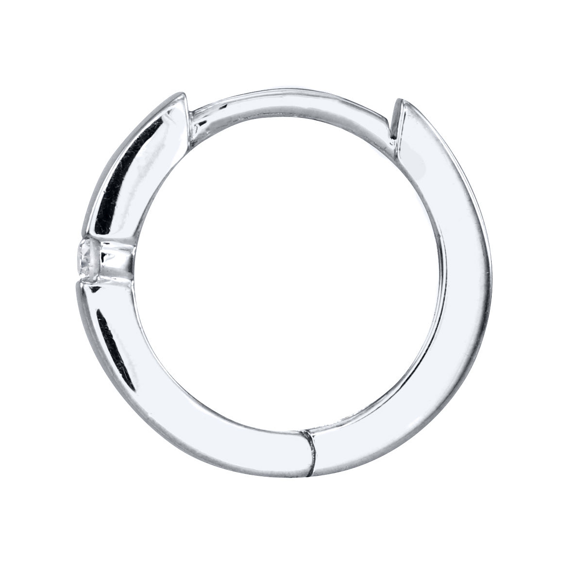 Tension-Set Diamond Huggie Hoop Earrings in 10K White Gold (0.04ct tw)