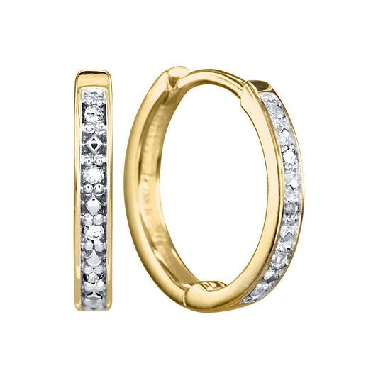 Micro Claw-Set Diamond Huggie Hoop Earrings in 10K Yellow Gold (0.05ct tw)