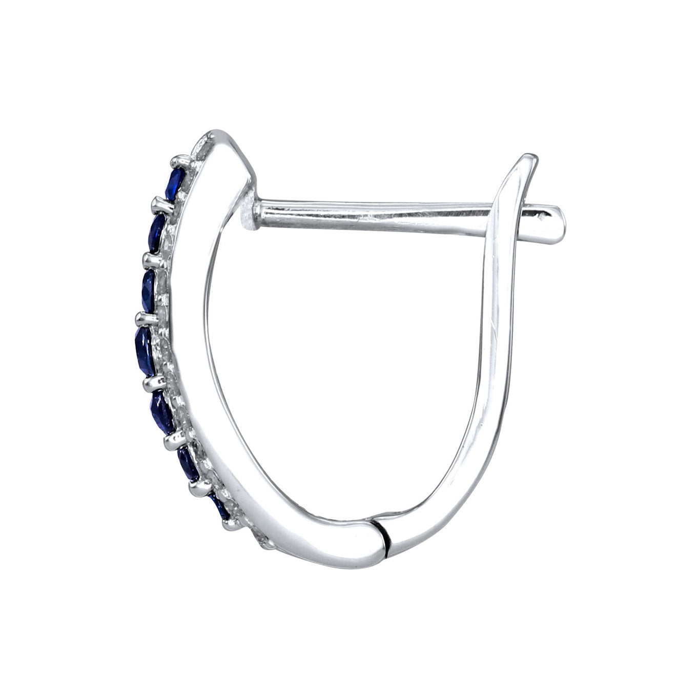 Sapphire & Diamond J-Hoop Earrings in 10/14K White Gold