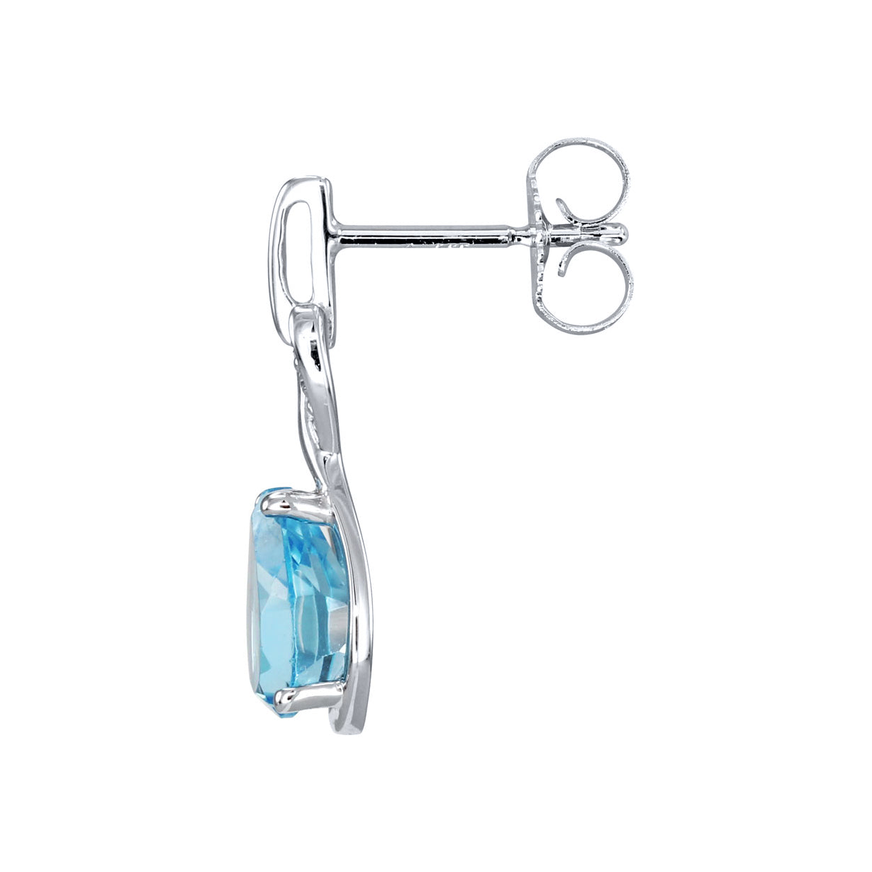 Pear Shaped Blue Topaz Diamond Dangle Earrings in 10K White Gold