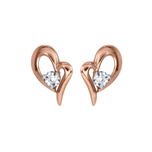 Diamond Heart Earrings in 10K Rose and White Gold (0.02 ct tw)