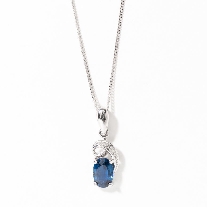Sapphire Pendant Necklace in 10K White Gold