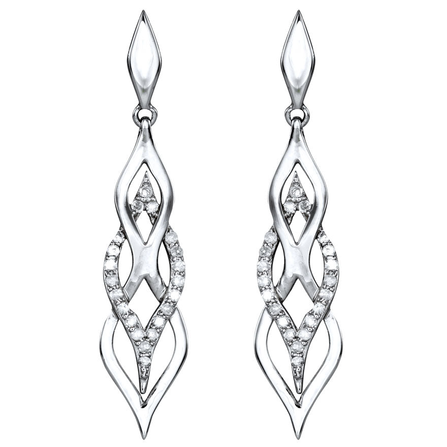 Infinity Dangle Diamond Earrings in 10K White Gold (0.25ct tw)