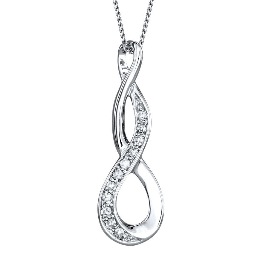 Infinity Diamond Pendant Necklace in 10K White Gold (0.05ct tw)