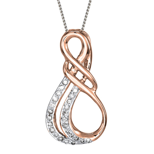 Infinity Diamond Pendant Necklace in 10K White and Rose Gold (0.08ct tw)