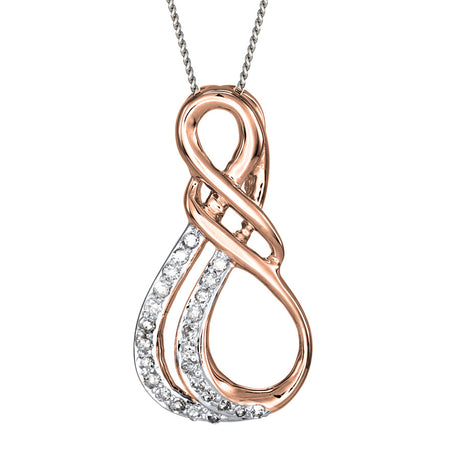 Infinity Diamond Pendant Necklace in 10K White and Rose Gold