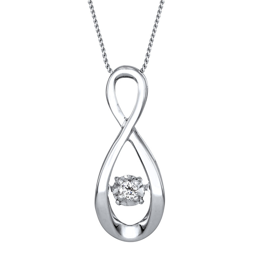 Solitaire Diamond Infinity Necklace from Pulse™ Collection in 10K White Gold (0.03ct tw)