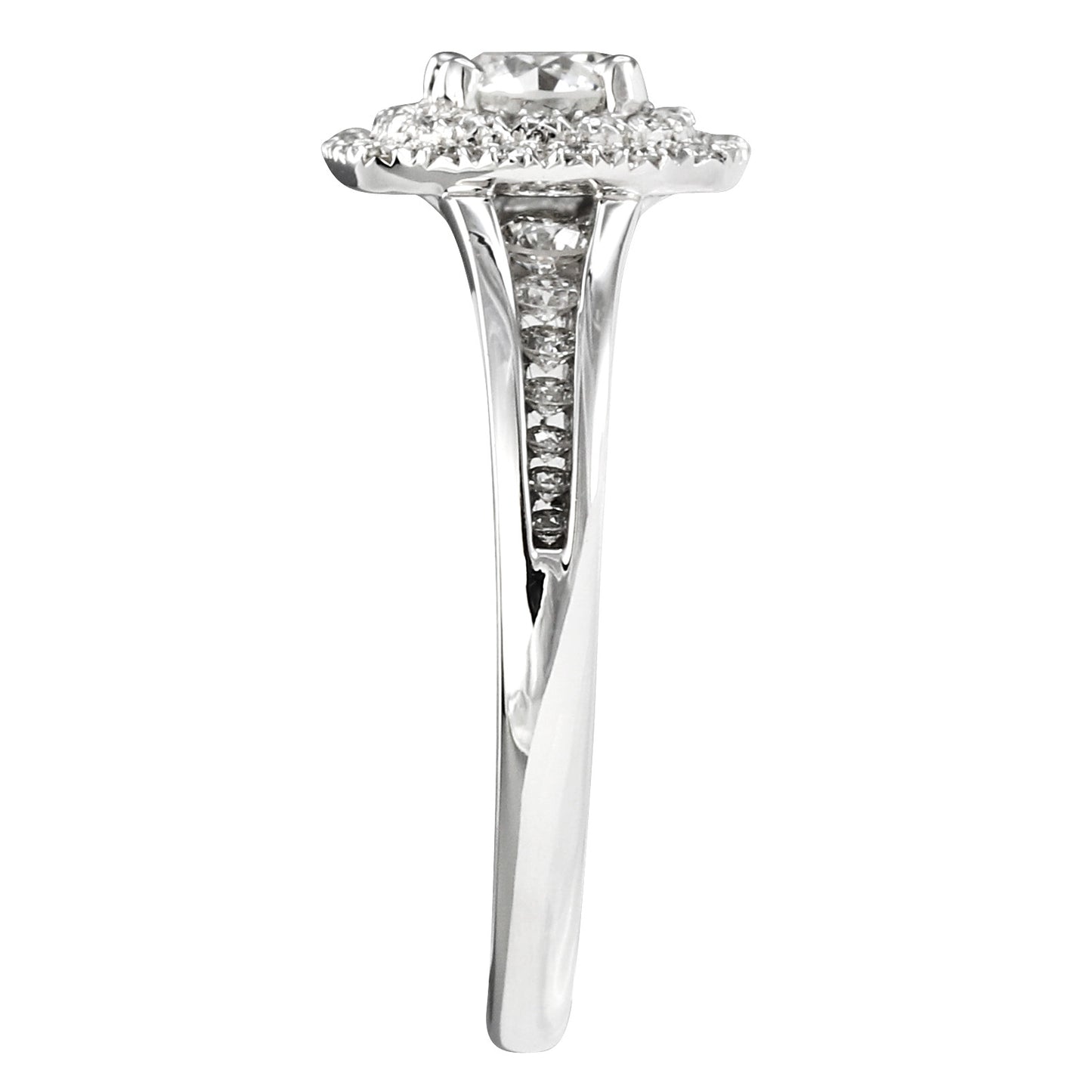 Canadian Diamond Halo Engagement Ring in 14K White Gold (0.96ct tw)