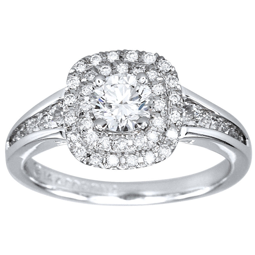 Canadian Diamond Halo Engagement Ring in 14K White Gold (0.96ct tw)