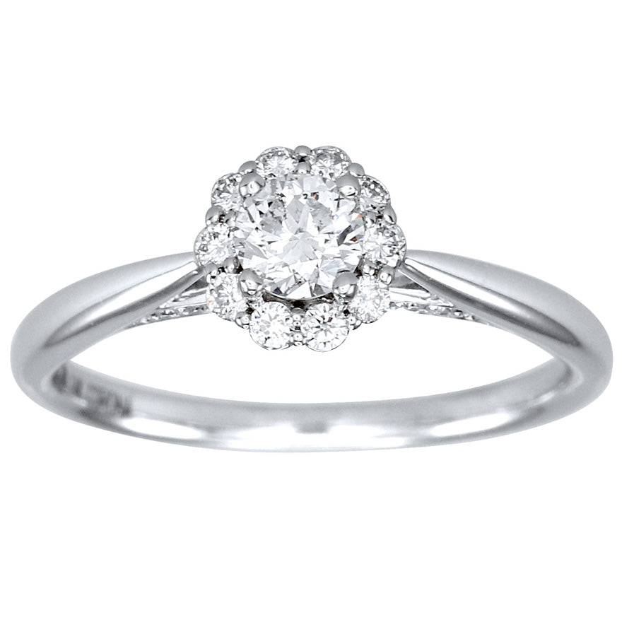 Canadian Diamond Cathedral Engagement Ring in 14K White Gold (0.51ct tw)