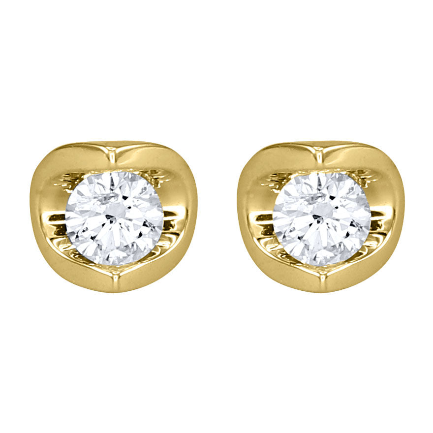 Tension Set Solitaire Canadian Diamond Stud Earrings in 14K Yellow Gold (0.20ct tw)