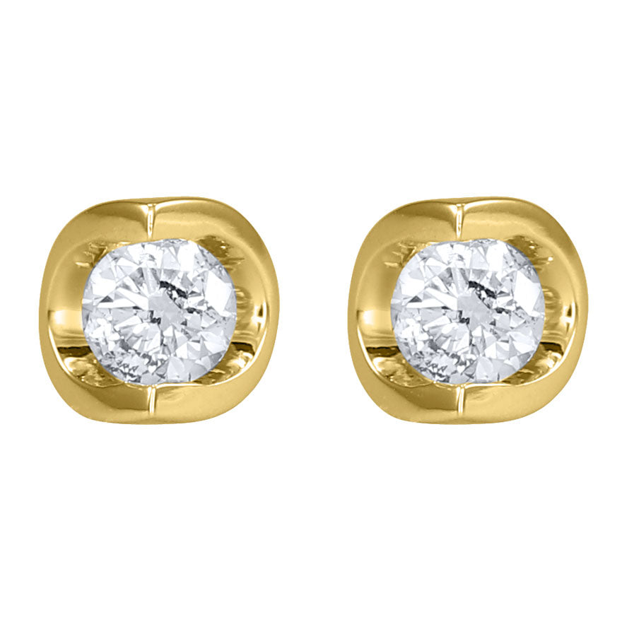 Tension Set Solitaire Canadian Diamond Stud Earrings in 14K Yellow Gold (0.30ct tw)
