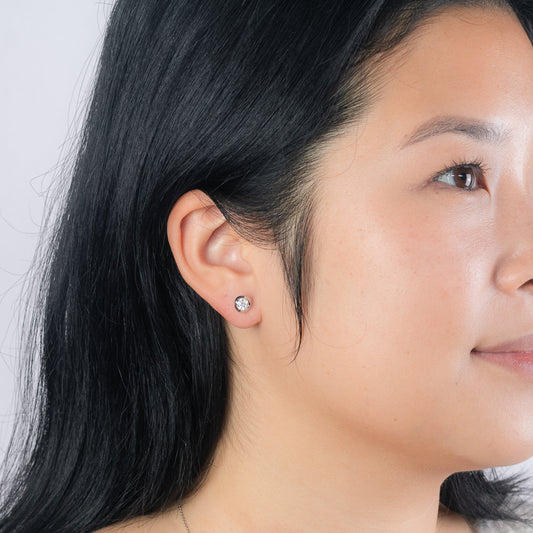 Tension Set Solitaire Canadian Diamond Stud Earrings in 14K White Gold (0.70ct tw)