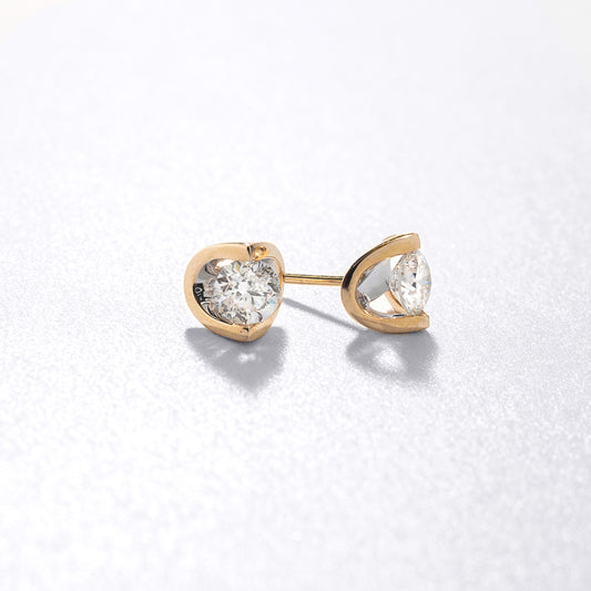 Tension Set Solitaire Canadian Diamond Stud Earrings in 14K Yellow Gold (0.70ct tw)