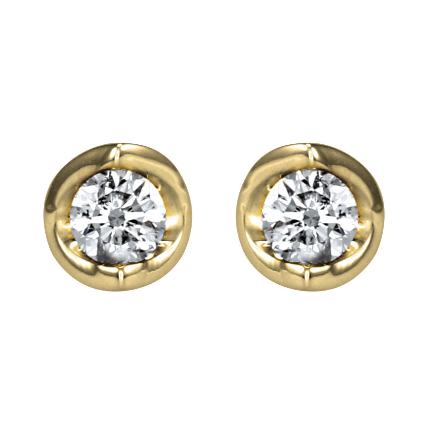 Tension Set Solitaire Canadian Diamond Stud Earrings in 14K Yellow Gold (0.15ct tw)