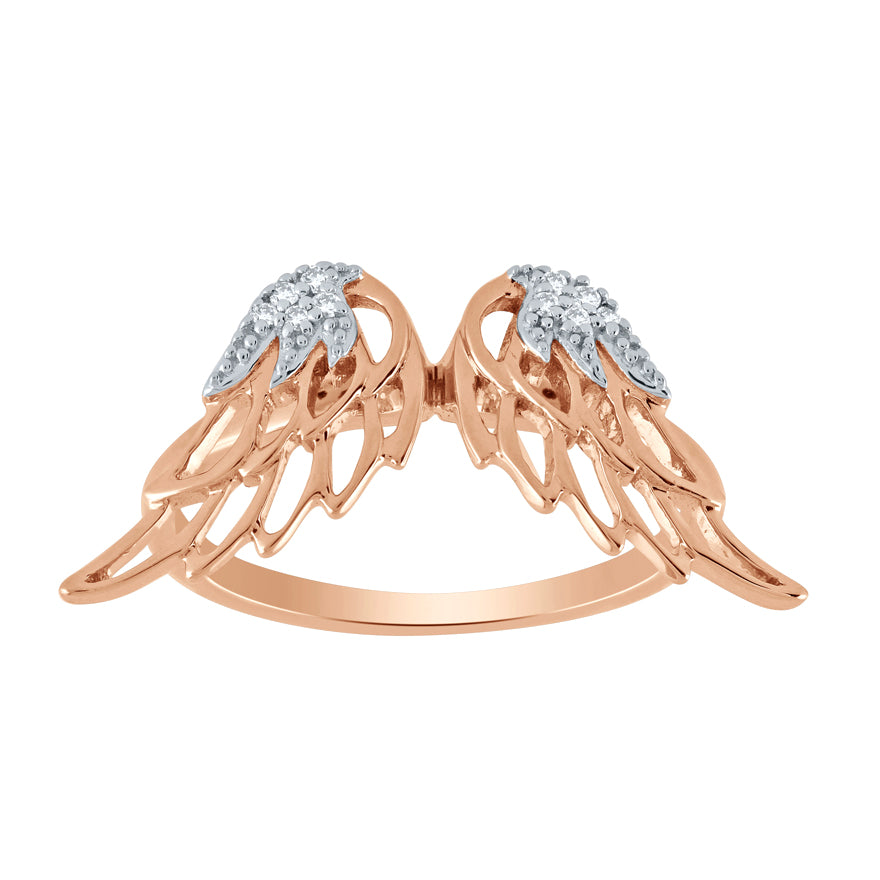 Angel Wing Diamond Ring in 10K Rose Gold (0.05 ct tw)