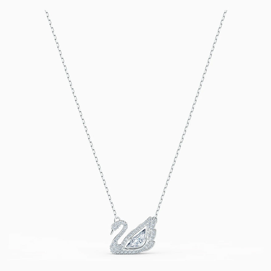 Swarovski Dancing Swan Necklace, White, Rhodium Plated | 5514421
