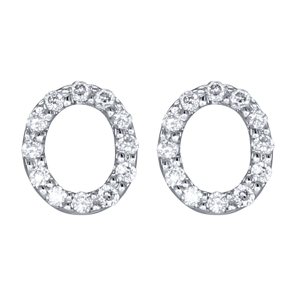 Oval Diamond Stud Earrings in 10K White Gold (0.09ct tw)