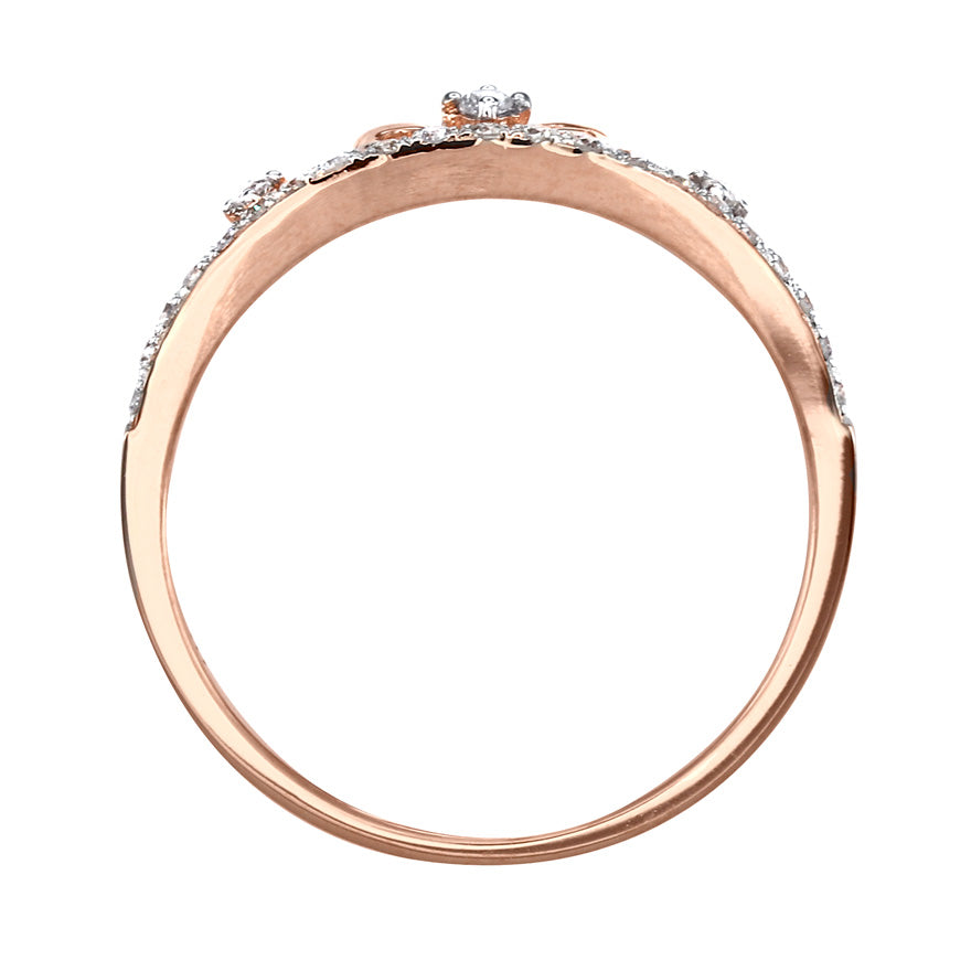 Pavé Diamond Crown Ring in 10K Rose Gold (0.12ct tw)