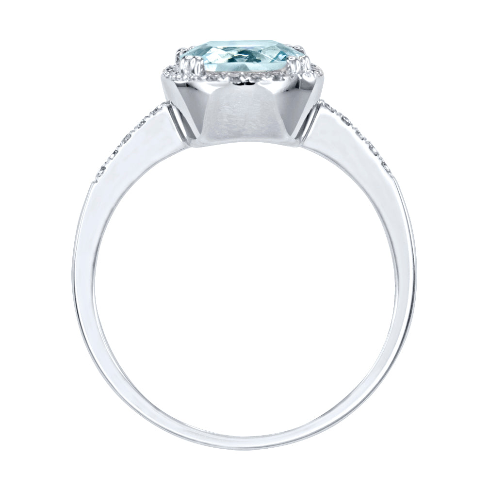 Cushion Cut Aquamarine Diamond Ring in 14K White Gold – Ann-Louise