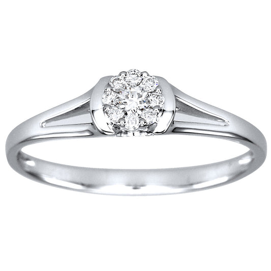 10K White Gold Diamond Cluster Promise Ring (0.11ct tw)