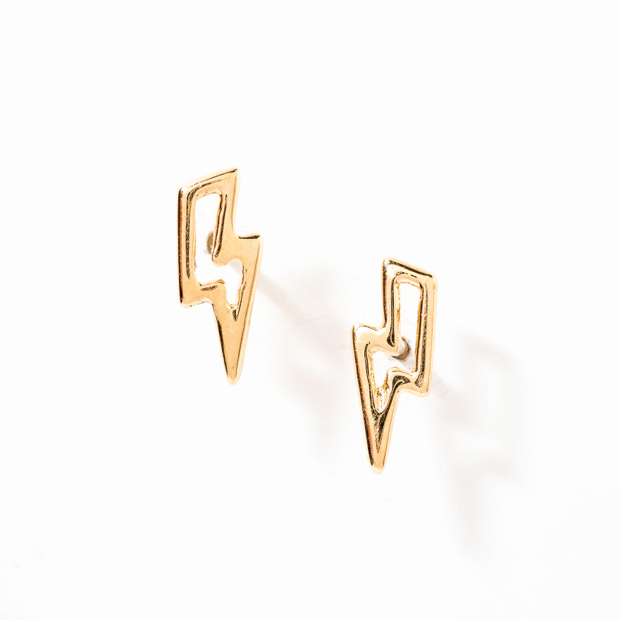 Lightning Bolt Stud Earrings in 14K Yellow Gold