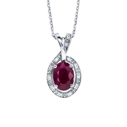 Ruby Pendant Necklace with Diamond Accents