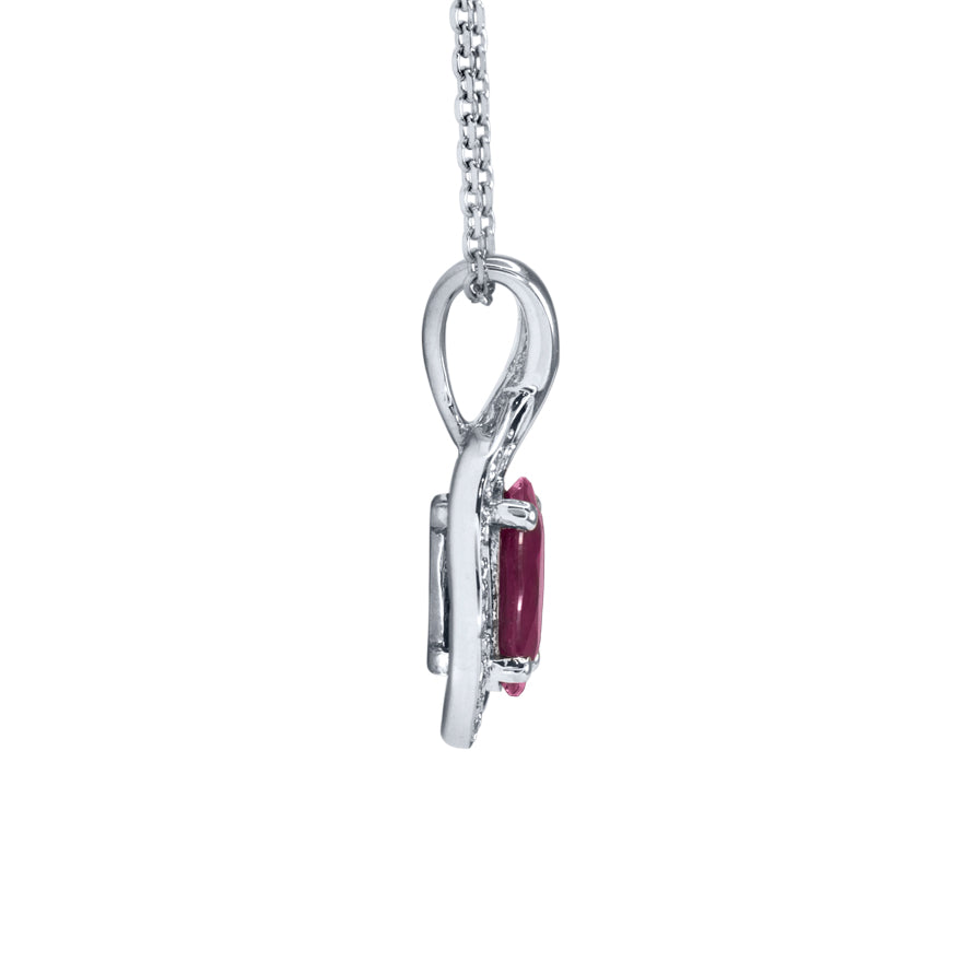 Ruby Pendant Necklace with Diamond Accents