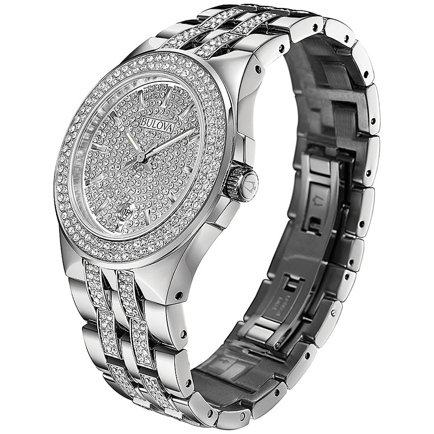 Bulova men's crystal stainless steel watch new arrivals