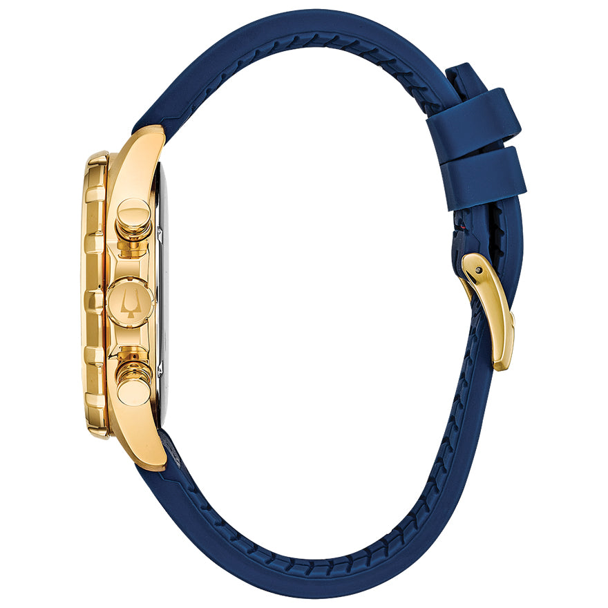 Bulova Men's Marine Star Chronograph Blue Dial Blue Strap Watch | 97B168