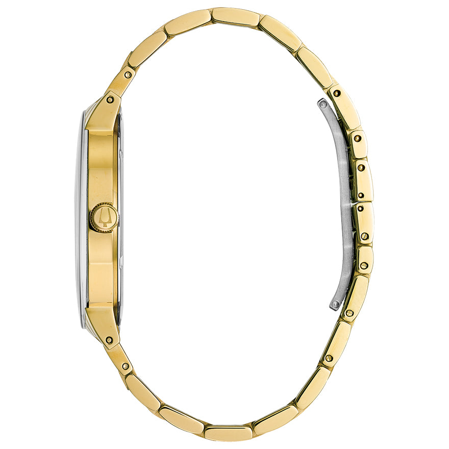 Bulova Men's Modern Diamond Black Dial Gold Tone Watch | 97D116