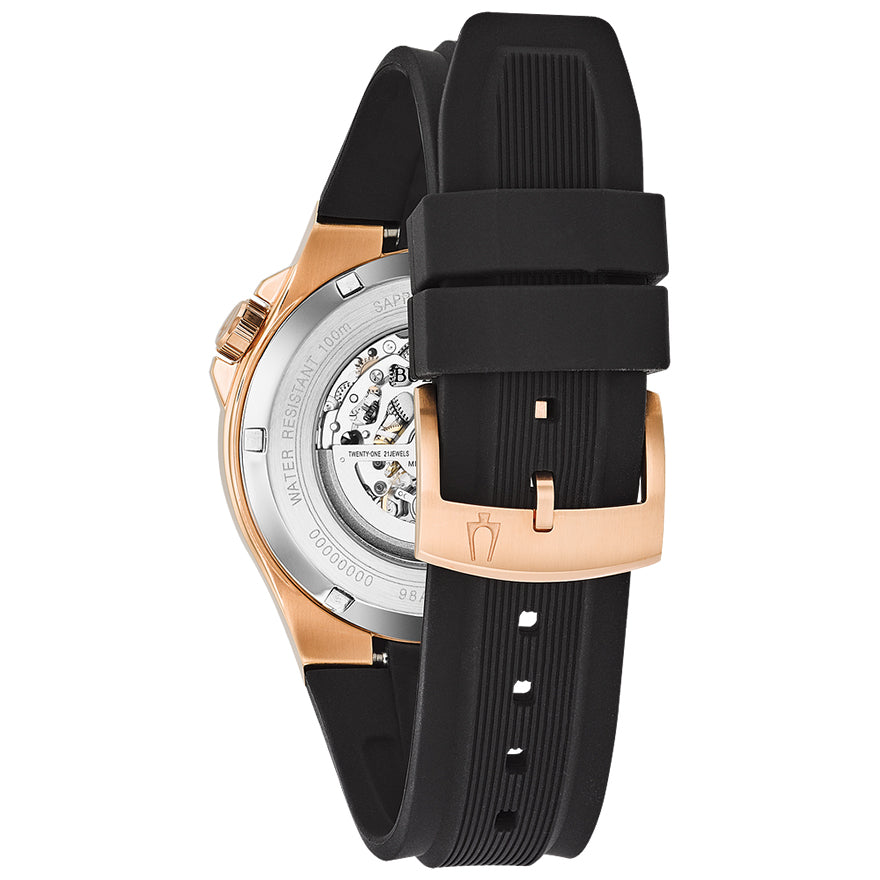 Bulova Men's Automatic Watch With Rose Gold Tone Stainless Steel Case | 98A177