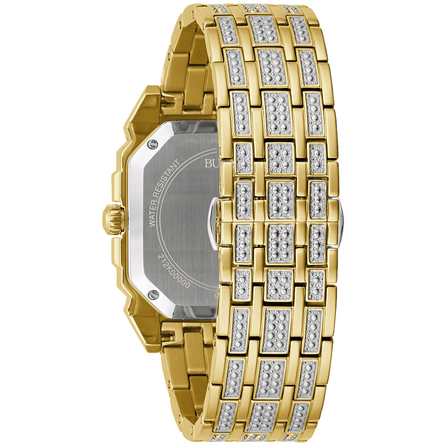 Bulova crystal watch gold best sale