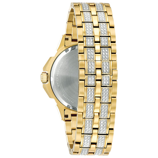 Bulova Men's Yellow Tone Crystal Watch | 98C126