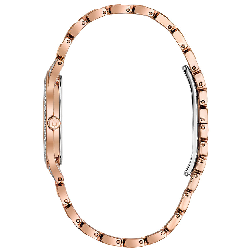 Bulova Women's Rose Goldtone Crystal Bracelet Watch | 98L235
