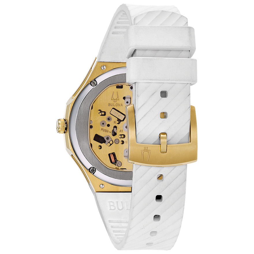 Bulova CURV Women's Gold Diamond White Dial Watch | 98R237