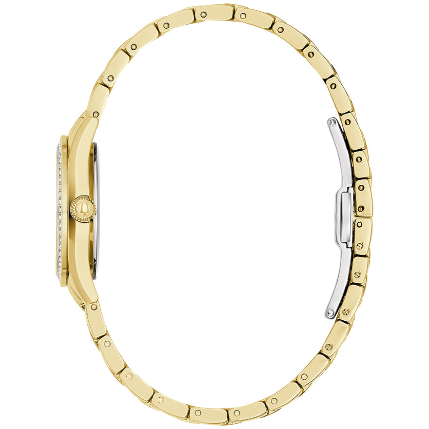 Bulova Crystal Yellow Gold Tone Ladies Watch | 98L306