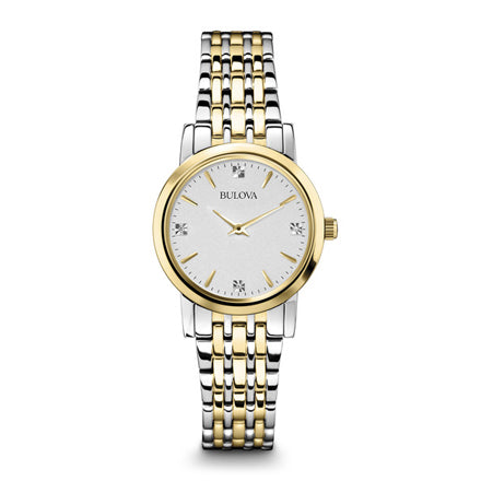 Bulova Women' Diamond Silver White Dial Bracelet Watch | 98P115