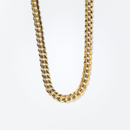 6mm Concave Curb Chain in 10K Italian Yellow Gold (22”)