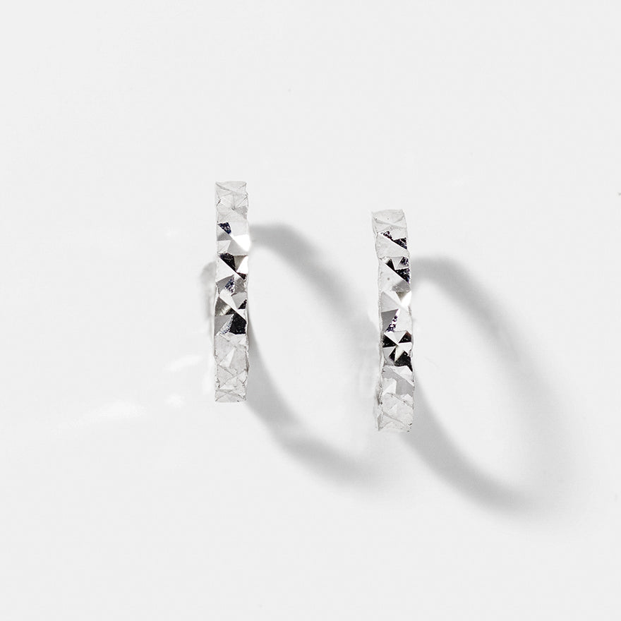 Diamond Cut Hoop Earrings 10K White Gold